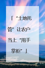 “土地托管”让农户当上“甩手掌柜”