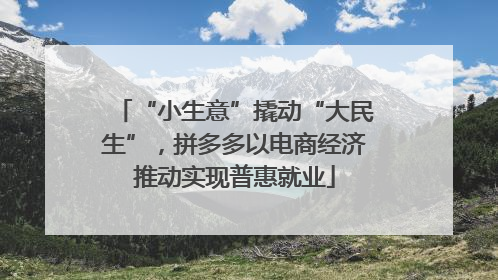 “小生意”撬动“大民生”，拼多多以电商经济推动实现普惠就业