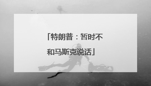 特朗普：暂时不和马斯克说话