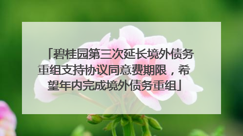 碧桂园第三次延长境外债务重组支持协议同意费期限，希望年内完成境外债务重组