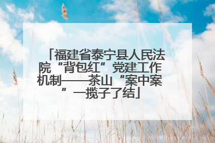福建省泰宁县人民法院“背包红”党建工作机制——茶山“案中案”一揽子了结