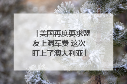 美国再度要求盟友上调军费 这次盯上了澳大利亚