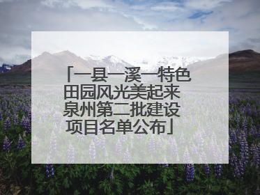 一县一溪一特色 田园风光美起来 泉州第二批建设项目名单公布