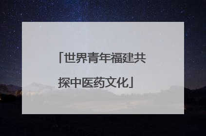 世界青年福建共探中医药文化