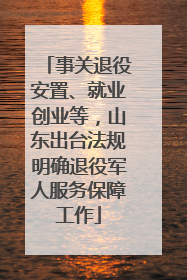 事关退役安置、就业创业等，山东出台法规明确退役军人服务保障工作