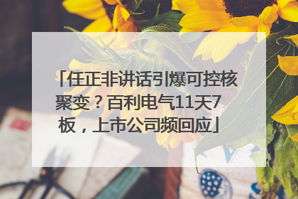 任正非讲话引爆可控核聚变？百利电气11天7板，上市公司频回应