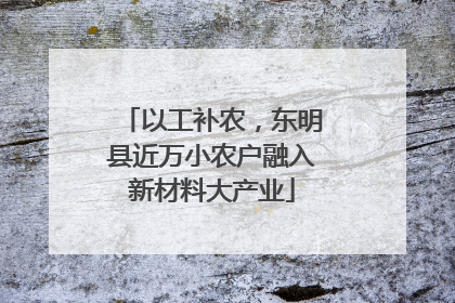 以工补农，东明县近万小农户融入新材料大产业