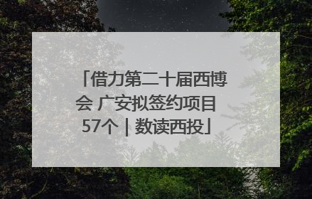 借力第二十届西博会 广安拟签约项目57个｜数读西投