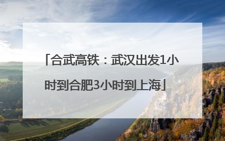 合武高铁：武汉出发1小时到合肥3小时到上海