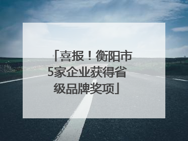 喜报！衡阳市5家企业获得省级品牌奖项