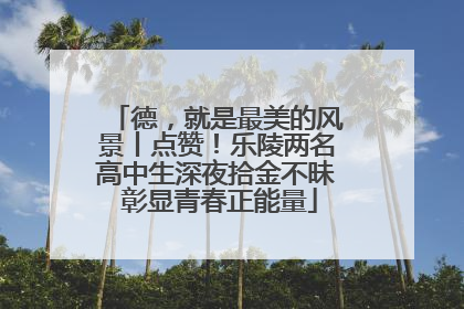 德，就是最美的风景丨点赞！乐陵两名高中生深夜拾金不昧 彰显青春正能量