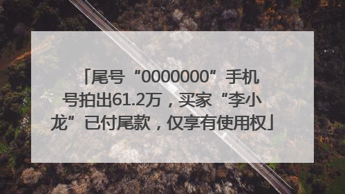 尾号“0000000”手机号拍出61.2万，买家“李小龙”已付尾款，仅享有使用权