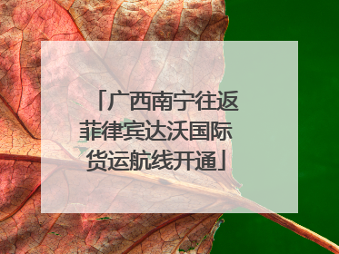 广西南宁往返菲律宾达沃国际货运航线开通