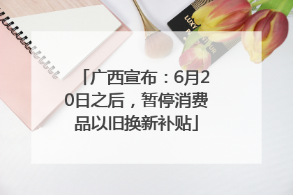 广西宣布：6月20日之后，暂停消费品以旧换新补贴