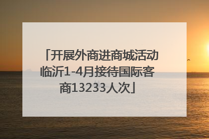 开展外商进商城活动 临沂1-4月接待国际客商13233人次