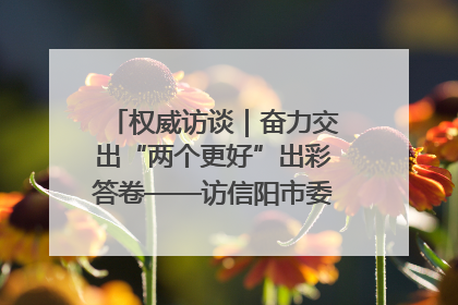 权威访谈｜奋力交出“两个更好”出彩答卷——访信阳市委书记蔡松涛