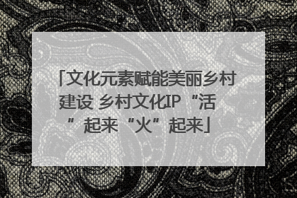 文化元素赋能美丽乡村建设 乡村文化IP“活”起来“火”起来