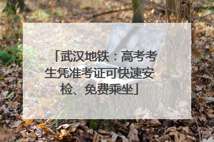 武汉地铁：高考考生凭准考证可快速安检、免费乘坐