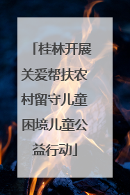 桂林开展关爱帮扶农村留守儿童困境儿童公益行动