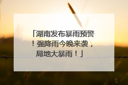 湖南发布暴雨预警！强降雨今晚来袭，局地大暴雨！