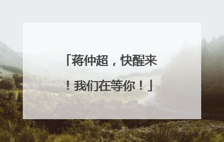 蒋仲超，快醒来！我们在等你！