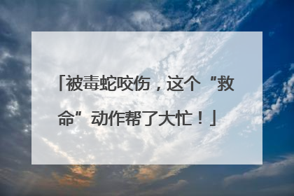 被毒蛇咬伤，这个“救命”动作帮了大忙！