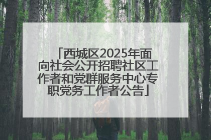 西城区2025年面向社会公开招聘社区工作者和党群服务中心专职党务工作者公告