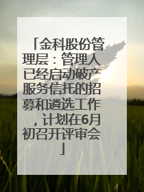 金科股份管理层：管理人已经启动破产服务信托的招募和遴选工作，计划在6月初召开评审会