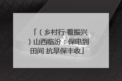 （乡村行·看振兴）山西临汾：保电到田间 抗旱保丰收
