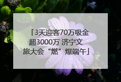 3天迎客70万吸金超3000万 济宁文旅大会“燃”爆端午